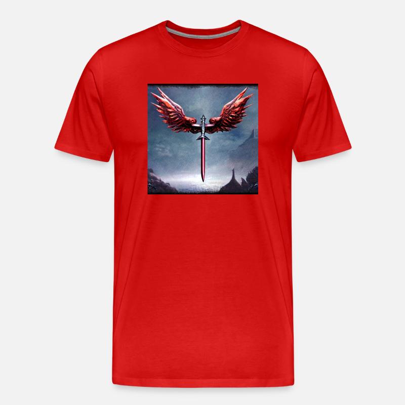Schwert mit blutigen Flügeln - Männer Premium Bio T-Shirt - Rot