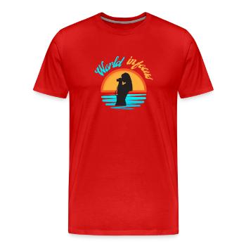 Welt im Fokus - Männer Premium Bio T-Shirt - Rot - Vorne - Damien (186cm)