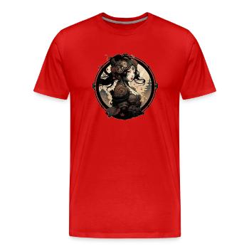 Geisha Cyber Gamma - T-shirt bio Premium Homme - rouge - Devant - Damien (186cm)