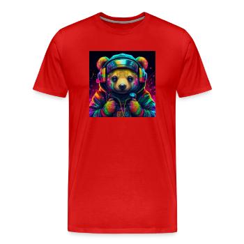 Gangster Gaming Bear - T-shirt bio Premium Homme - rouge - Devant - Damien (186cm)