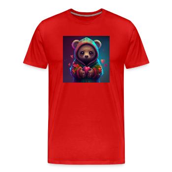 adorable cute teddy bear - Men's Premium Organic T-Shirt - red - Front - Damien (186cm)