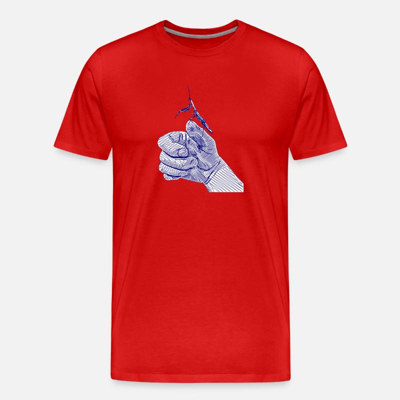 Gottesanbeterin Linen Kunst Design - Männer Premium Bio T-Shirt - Rot