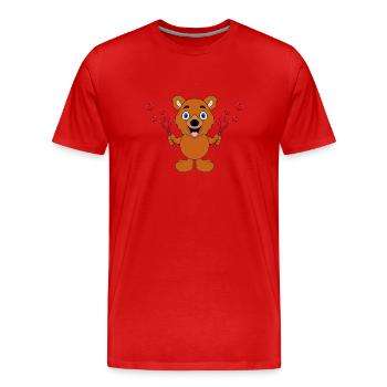 SEIFENBLASEN - LIEBE - HERZEN - TEDDY - BÄR - Männer Premium Bio T-Shirt - Rot - Vorne - Damien (186cm)