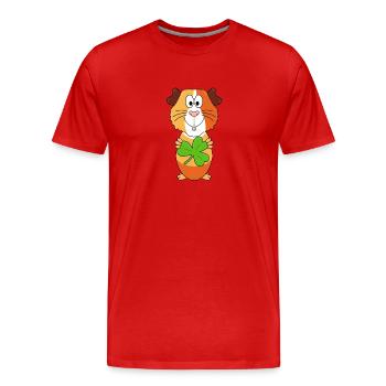 KLEEBLATT - MEERSCHWEINCHEN - TIER - TIERISCH - Männer Premium Bio T-Shirt - Rot - Vorne - Damien (186cm)