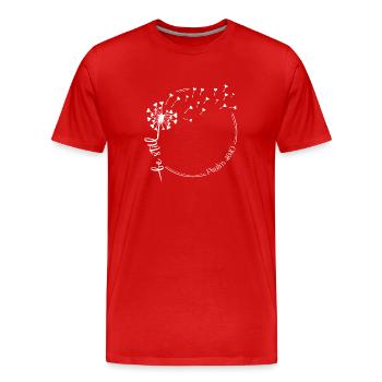Christian Dandelion design be still Psalm 46:10 - Men's Premium Organic T-Shirt - red - Front - Damien (186cm)