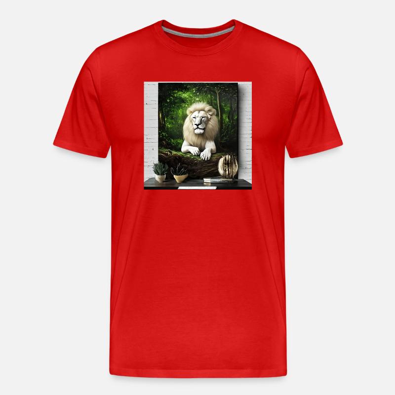 Weißer, majestätischer Löwe - Männer Premium Bio T-Shirt - Rot