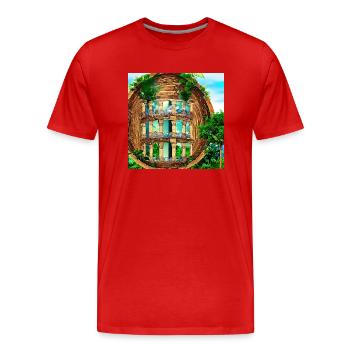 Abstract columns in natural surroundings - Men's Premium Organic T-Shirt - red - Front - Damien (186cm)
