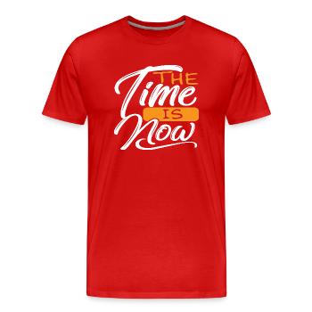 The Time is Now - Men's Premium Organic T-Shirt - red - Front - Damien (186cm)