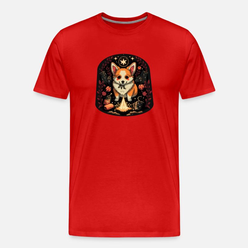 Corgi Necromancer - Männer Premium Bio T-Shirt - Rot