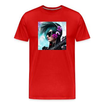 Lunettes de soleil Cyber style Girl Woman Flower - T-shirt bio Premium Homme - rouge - Devant - Damien (186cm)