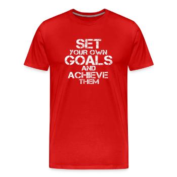 Fixez-vous vos propres objectifs - T-shirt bio Premium Homme - rouge - Devant - Damien (186cm)