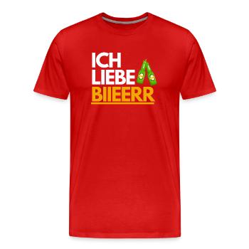 Ich liebe Bier - Männer Premium Bio T-Shirt - Rot - Vorne - Damien (186cm)
