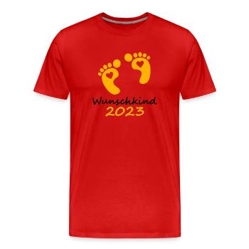 Wunschkind 2023 gold - Männer Premium Bio T-Shirt - Rot - Vorne - Damien (186cm)