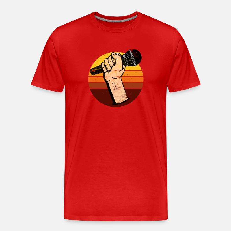 Mikrofon Retro - Männer Premium Bio T-Shirt - Rot