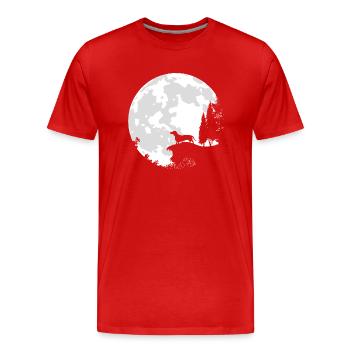 Chien Pleine Lune Lune Teckel - T-shirt bio Premium Homme - rouge - Devant - Damien (186cm)