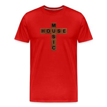 Zurück zu Church House Music - Männer Premium Bio T-Shirt - Rot - Vorne - Damien (186cm)