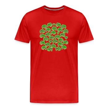 Elefant und Herzen grün - Männer Premium Bio T-Shirt - Rot - Vorne - Damien (186cm)