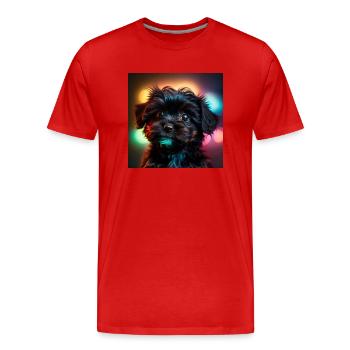 Ein Hund und seine Reflexionen - Männer Premium Bio T-Shirt - Rot - Vorne - Damien (186cm)