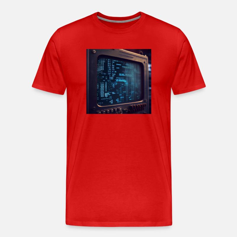Code on a PC Screen - Men's Premium Organic T-Shirt - red