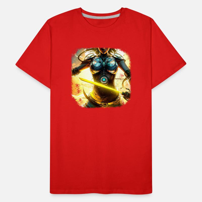 Héroïne de jeu avec épée T-shirt bio Premium Homme