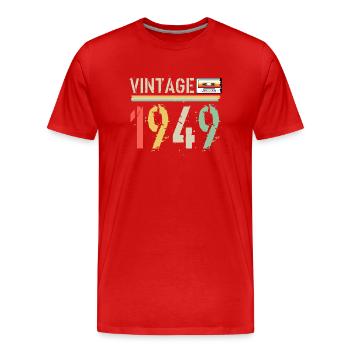 Vintage-Kassette 1949 - Männer Premium Bio T-Shirt - Rot - Vorne - Damien (186cm)