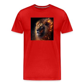 Flammender Löwe - Männer Premium Bio T-Shirt - Rot - Vorne - Damien (186cm)