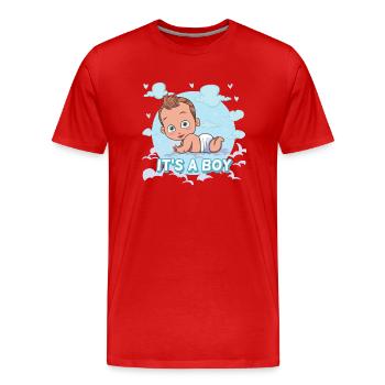 Es ist ein Junge - Männer Premium Bio T-Shirt - Rot - Vorne - Damien (186cm)