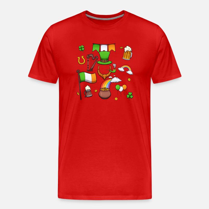 St. Patrick's Day Elemente - Männer Premium Bio T-Shirt - Rot