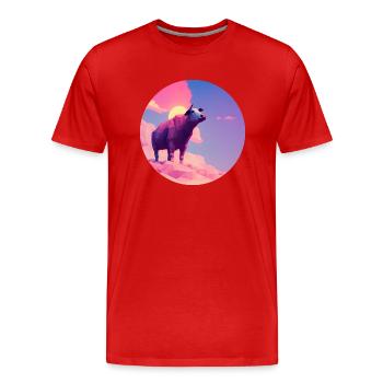 Future Moo Sunset (Circle) - Men's Premium Organic T-Shirt - red - Front - Damien (186cm)