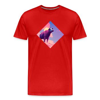 Future Moo Sunset (Diamond) - Men's Premium Organic T-Shirt - red - Front - Damien (186cm)
