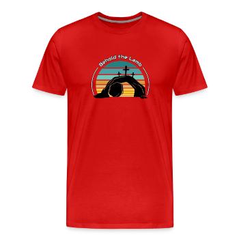 Behold the Lamb - Men's Premium Organic T-Shirt - red - Front - Damien (186cm)
