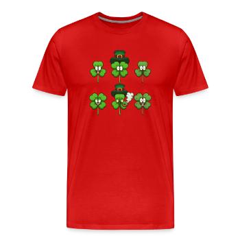 Cute Four-Leaf Clovers Characters - Men's Premium Organic T-Shirt - red - Front - Damien (186cm)