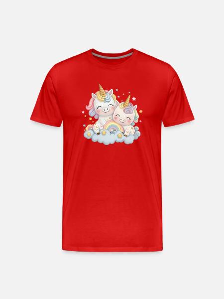 Unicorn Two Unicorns Unicorn Shirt Rainbow - Men's Premium Organic T-Shirt - red
