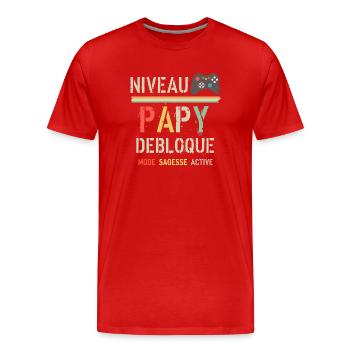 Niveau Papy débloqué vintage - T-shirt bio Premium Homme - rouge - Devant - Damien (186cm)
