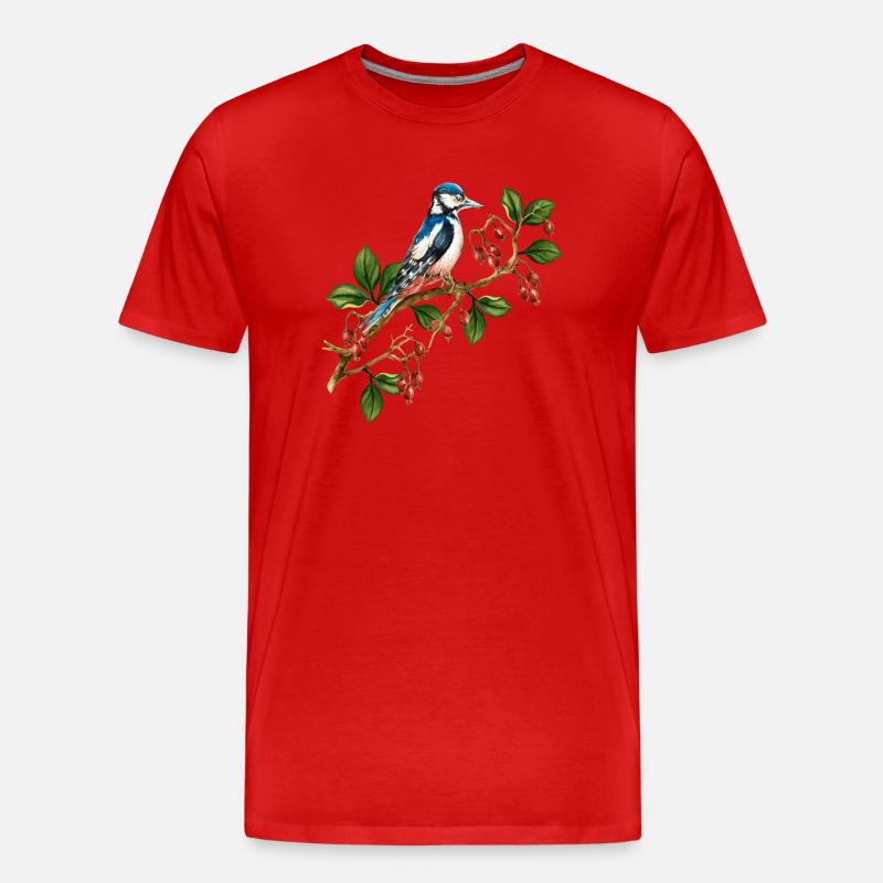 Bunter Vogel - Männer Premium Bio T-Shirt - Rot