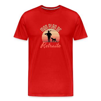 mon plan de retraite la chasse - T-shirt bio Premium Homme - rouge - Devant - Damien (186cm)