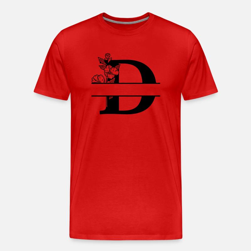 Personalisierter Blumenbuchstabe D - Männer Premium Bio T-Shirt - Rot