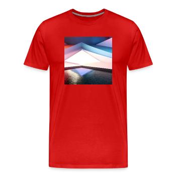 Géométrique, Design d’art numérique 3D - T-shirt bio Premium Homme - rouge - Devant - Damien (186cm)