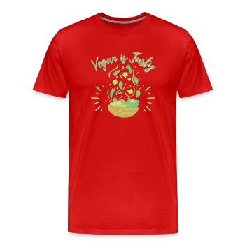 Vegan ist lecker - Männer Premium Bio T-Shirt - Rot - Vorne - Damien (186cm)