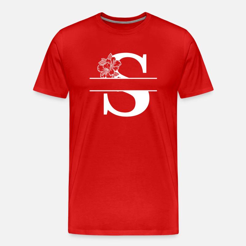 Personalisierte Blumenbriefe - Männer Premium Bio T-Shirt - Rot