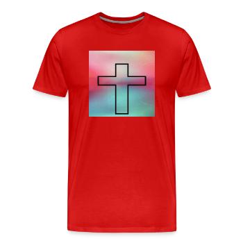 Kreuz - Männer Premium Bio T-Shirt - Rot - Vorne - Damien (186cm)
