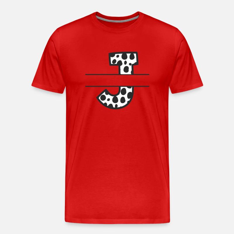 Letter J benutzerdefiniertes Kuhmuster - Männer Premium Bio T-Shirt - Rot