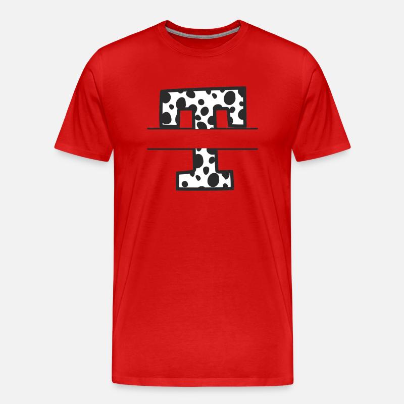 Buchstabe T benutzerdefiniertes Kuhmuster - Männer Premium Bio T-Shirt - Rot