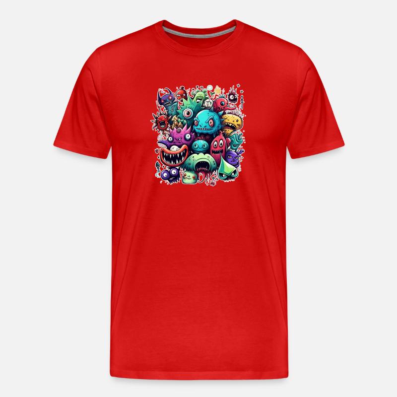 Doodle Stil - Männer Premium Bio T-Shirt - Rot