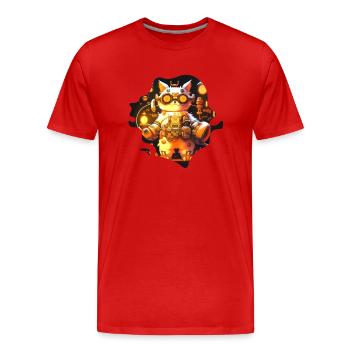 Coole Mecha Katze Cyborg Steampunk Hipst Brille - Männer Premium Bio T-Shirt - Rot - Vorne - Damien (186cm)