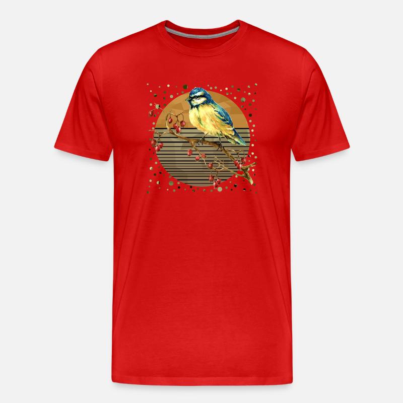 Bunter Vogel - Männer Premium Bio T-Shirt - Rot
