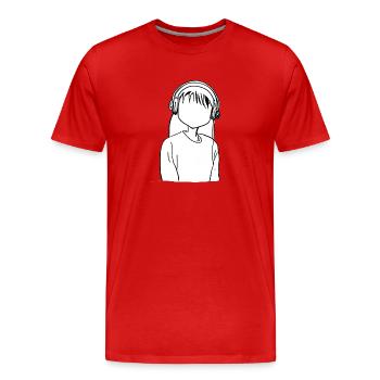 cartoon girl headphones anime - Men's Premium Organic T-Shirt - red - Front - Damien (186cm)