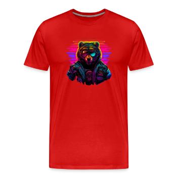 Retro Emblems - Animal - Pilot Bear - Men's Premium Organic T-Shirt - red - Front - Damien (186cm)