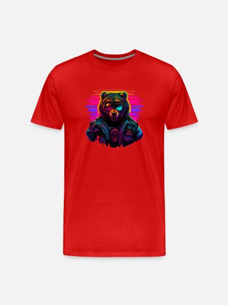 Retro Emblems - Animal - Pilot Bear - Men's Premium Organic T-Shirt - red