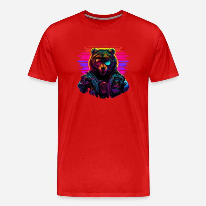 Retro Emblems - Animal - Pilot Bear - Männer Premium Bio T-Shirt - Rot